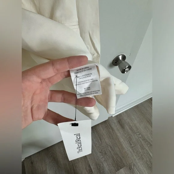 Theory EUC Grinson Silk Tailored Suit Blazer Jacket Ivory White Size 0 / S - Picture 9 of 10